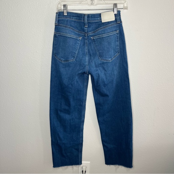 Citizens of Humanity Medium Wash Ambry Palma Straight Leg Jeans Raw Hem Cropped - Picture 7 of 15